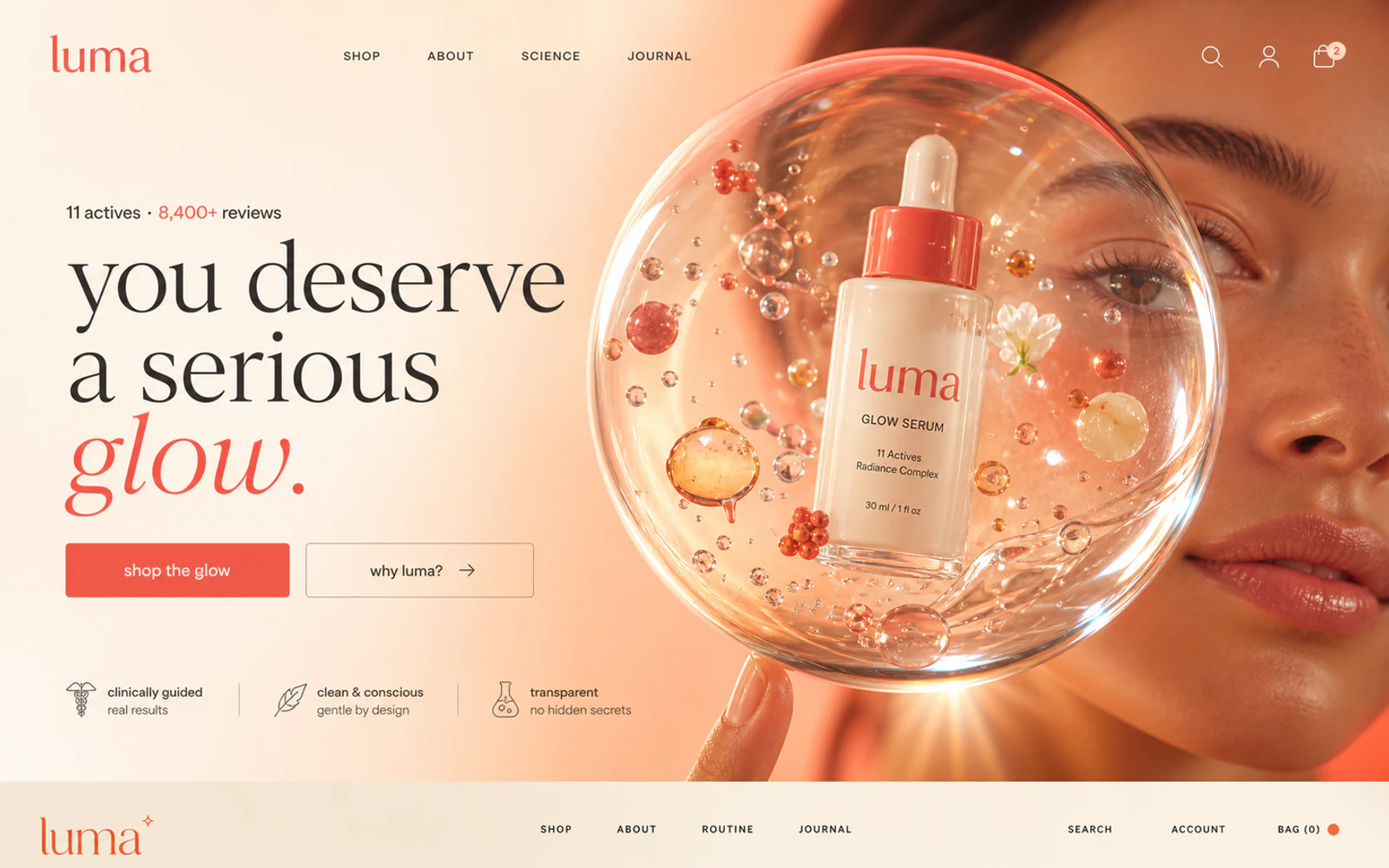 Luma Skincare commerce website concept