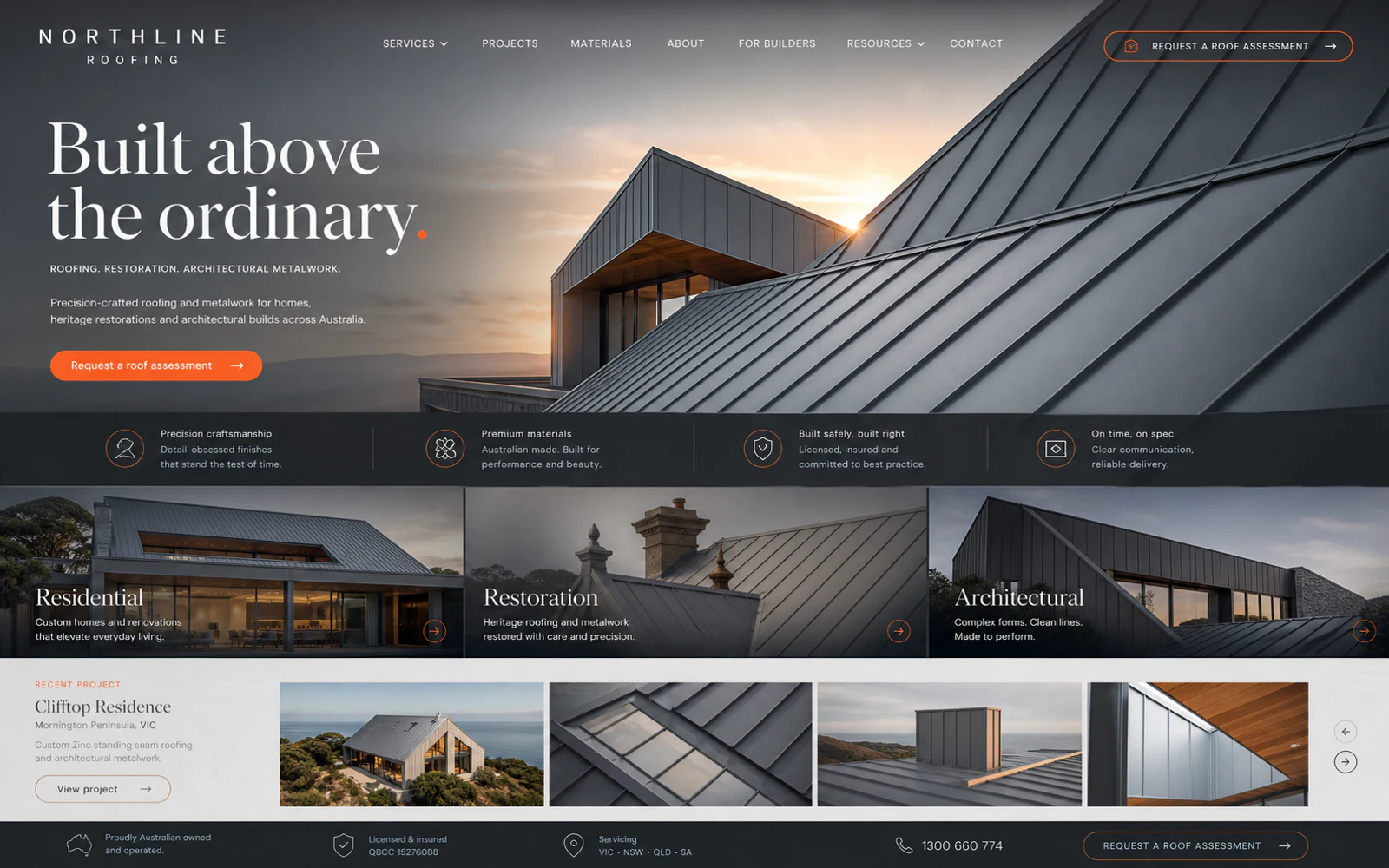 Northline Premium trades website concept