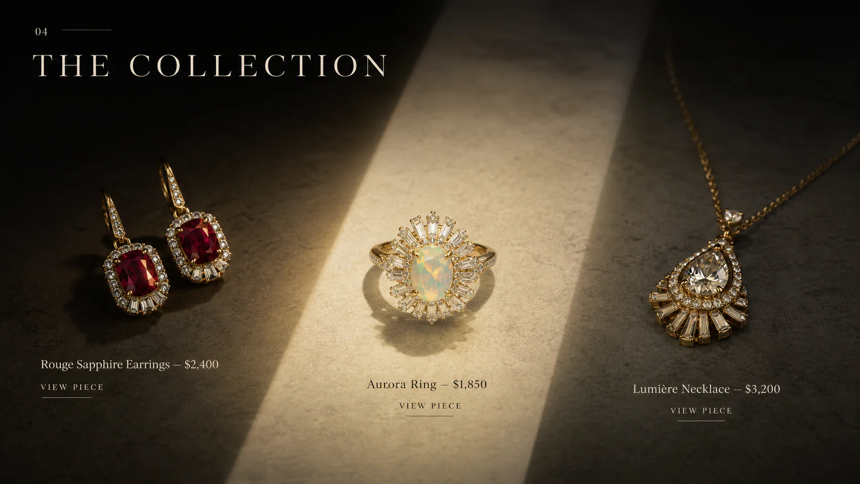 Éclat high jewellery collection website concept